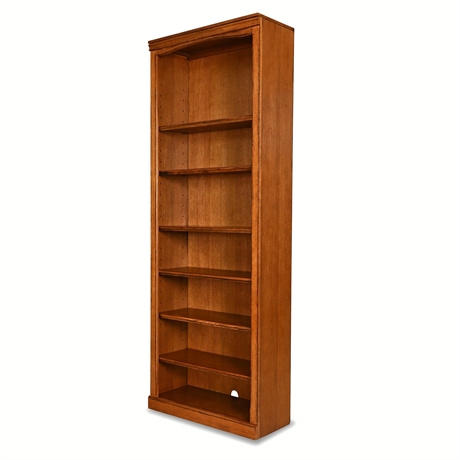 Tall Open Bookcase, Oak Finish, 7-Shelf, 84" — Traditional Library Style