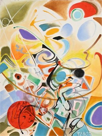 Carl Faber Lyrical Abstract Oil on Canvas, Signed, Gila New Mexico