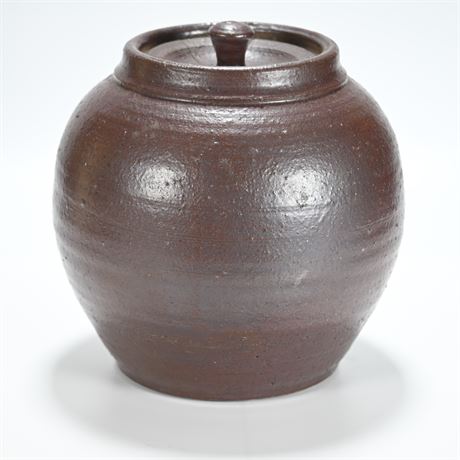 Hand Coiled Stoneware Lidded Vessel