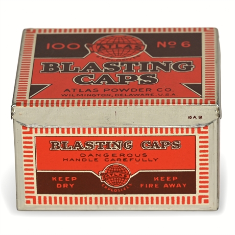 Atlas Powder Co. No. 6 Blasting Caps Box – 100 Count, Silver City, NM Mine