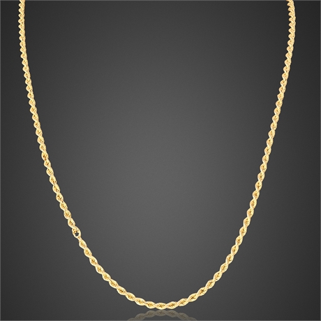 14K Yellow Gold Rope Chain Necklace, 20.5" – SM Signed, 11.07g Scrap/Repair