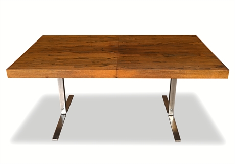 Georg Petersens Danish Rosewood Dining Table, Chrome Base, 1 Leaf