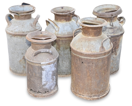 (5) Antique Milk Cans