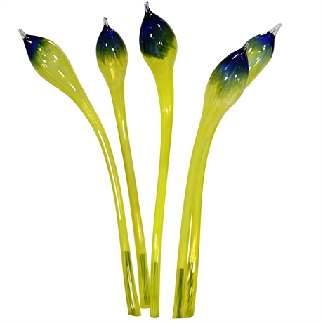 Blown Glass Garden Sculptures in Style of Chihuly