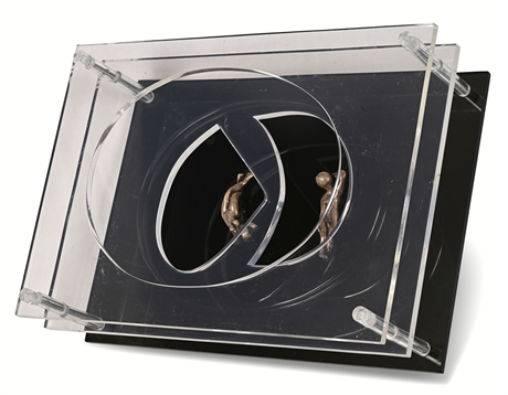 Arthur Schneider 1969 Lucite & Bronze Kinetic Sculpture, Signed