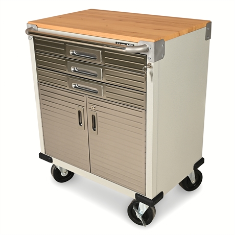 Seville Classics UltraHD 3-Drawer Rolling Cabinet w/ Wood Top – Model 20235