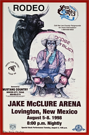 1998 Lea County Rodeo Poster – Jake McClure Arena, Lovington NM – Chris LeDoux