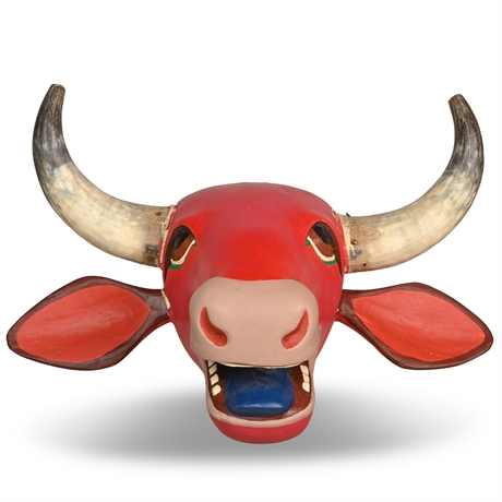 Whimsical Steer Head Sculpture