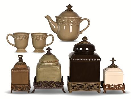 Ceramic Canister & Teapot Set