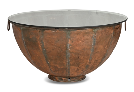 36" Antique Copper Cauldron Cocktail Table