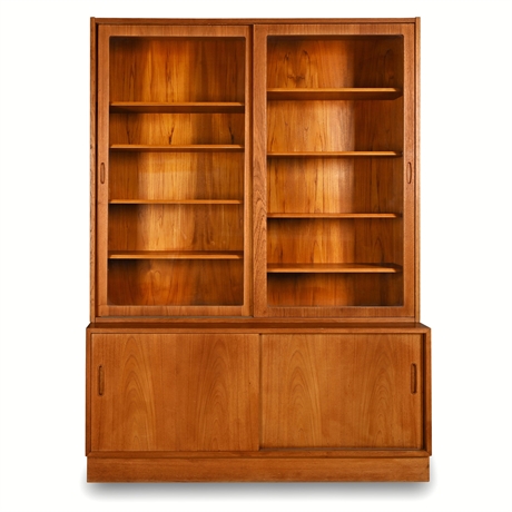 Poul Hundevad Danish Teak Two-Piece Bookcase Cabinet