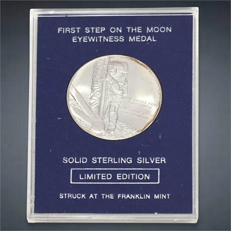 Sterling Silver Franklin Mint Apollo 11 First Step on the Moon Eyewitness