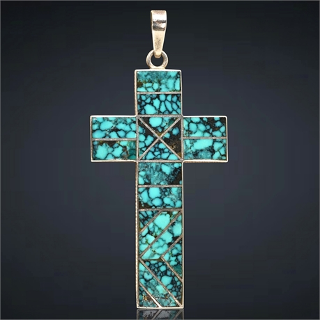 Sterling Silver & Turquoise Cross Pendant