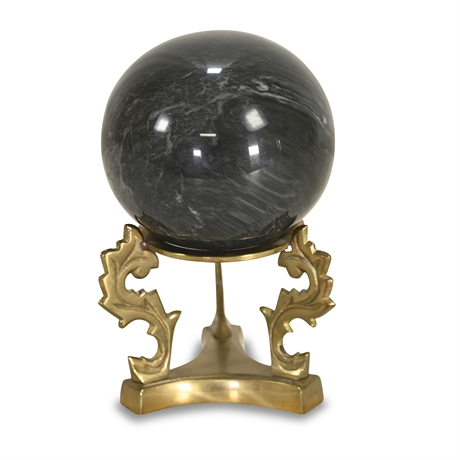 Marble Orb with Brass Stand