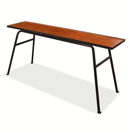 1970s Industrial Modern Steel Console Table, 60"