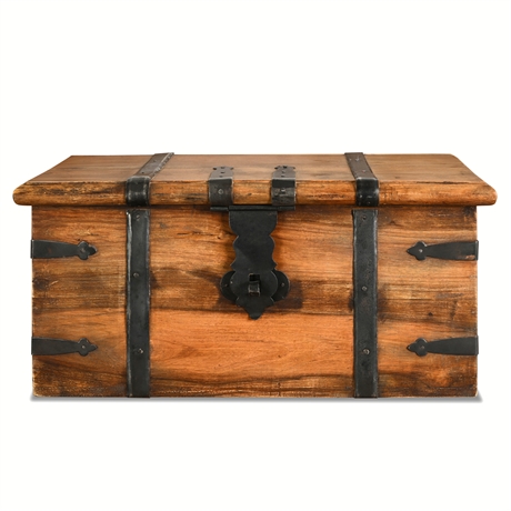 Rustic Wood Chest Spanish Colonial Style with Iron Trim