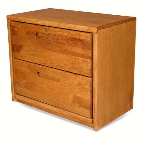 Solid Oak 2-Drawer File Cabinet Legal/Letter