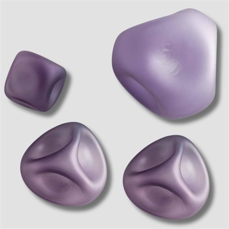 VivaTerra Glass Pebbles 3D Wall Art – Purple Glass Wall Sculpture Set – 4 Pieces