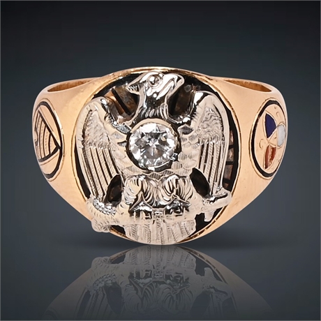 14k Gold Masonic Ring .25ct Diamond