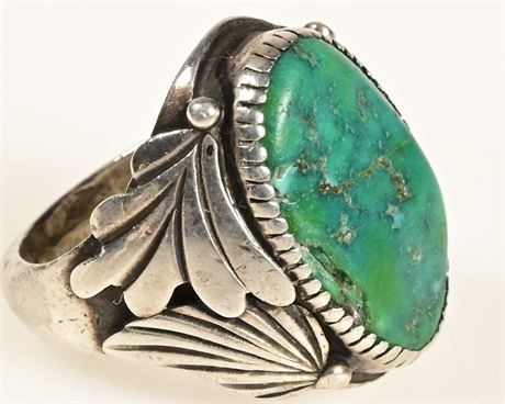 Vintage Gents Turquoise and Sterling Silver Ring