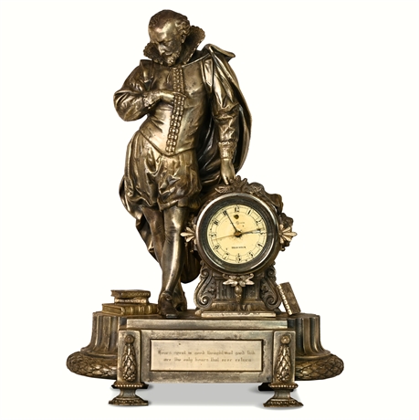 Late 19th Century William Shakespeare Spelter Clock