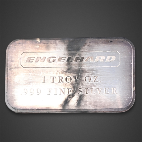 Engelhard 1 Troy Oz .999 Fine Silver Bar – Vintage Collectible