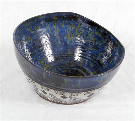 Large Cobalt Blue Pottery Bowl