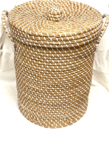 Large Handmade Basket with Lid
