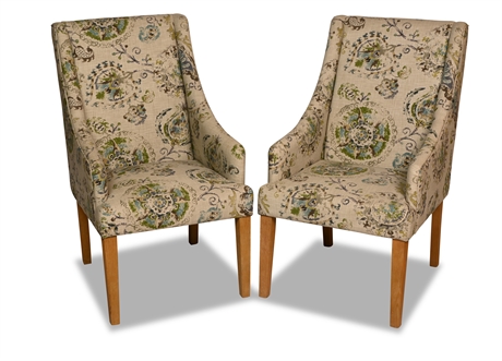 Pair World Market Swoop Arm Accent Chairs