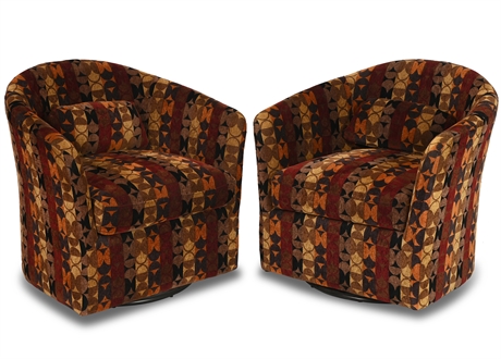 Pair Contemporary Barrel Back Chairs
