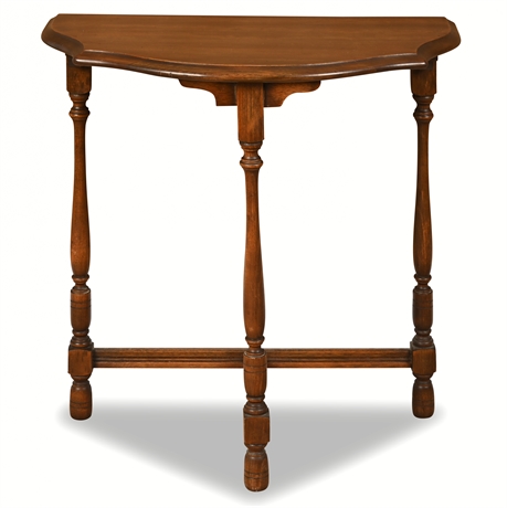 Antique Turned Walnut Demi-lune Accent Table