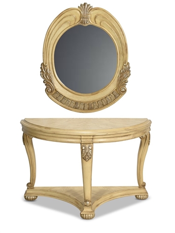 Demilune Console Table and Mirror