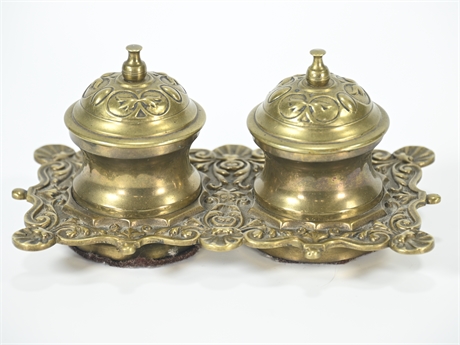 Antique Brass Inkwell