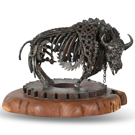 Industrial Buffalo Sculpture