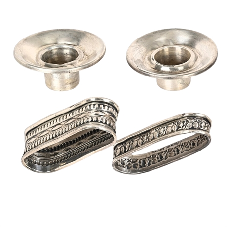52.26g Sterling Silver Wallace Napkin Rings & Candle Holders Set