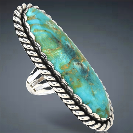 1970s Navajo Sterling Silver and Turquoise Statement Ring