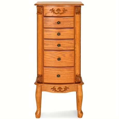 3' Oak Finish Jewelry Armoire