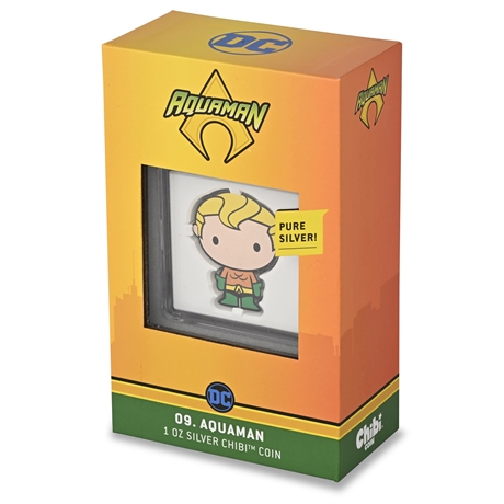 2021 Niue DC Comics AQUAMAN Chibi 1 oz .999 Silver Proof Coin #1624/2000 OGP