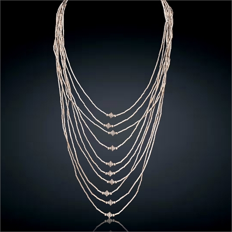 Vintage Navajo 10-Strand Liquid Silver Necklace