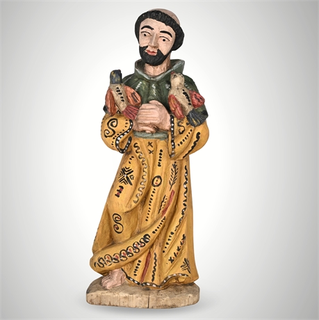 14¾" Rustic Wooden St. Francis Santo — Folk Art Devotional