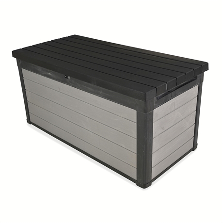 Keter Denali 150-Gallon Resin Outdoor Deck Storage Box, Gray & Black