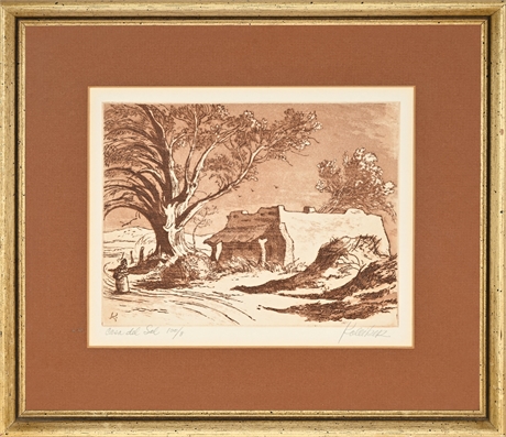 Kolliker "Casa del Sol" Signed Sepia Etching, No. 8/100