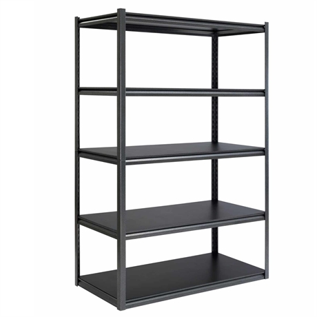 72" 5-Shelf Steel Storage Rack by Whalen – Black Adjustable Bolt-Free Shelving