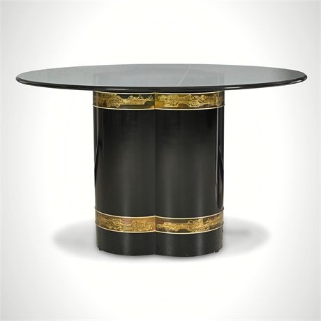 Bernhard Rohne for Mastercraft Acid-Etched Brass &amp; Lacquer Dining Table