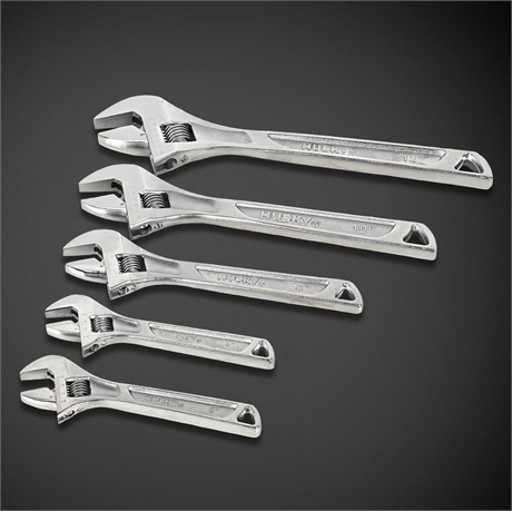 Husky Adjustable Wrench Set 5-Pc — 12", 10", 8", 6"