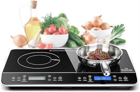 Duxtop LCD Digital Portable Double Induction Cooktop - 1800W