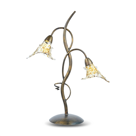 Iron Lamp with Blown Glass Shades