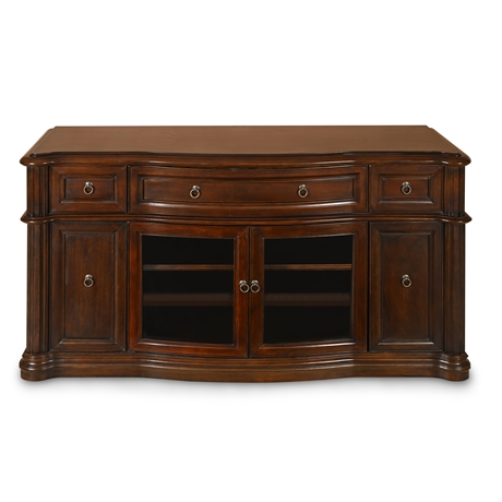 Cherry Media Console w/ Dovetail Drawers & Glass Doors