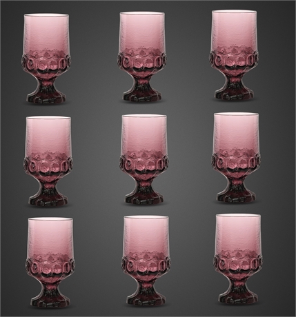 Tiffin Franciscan Madeira Plum Footed Goblets, Set of 9 — 1970s