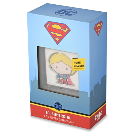 2021 Niue DC Comics SUPERGIRL Chibi 1 oz .999 Silver Proof Coin #00840/2000 OGP
